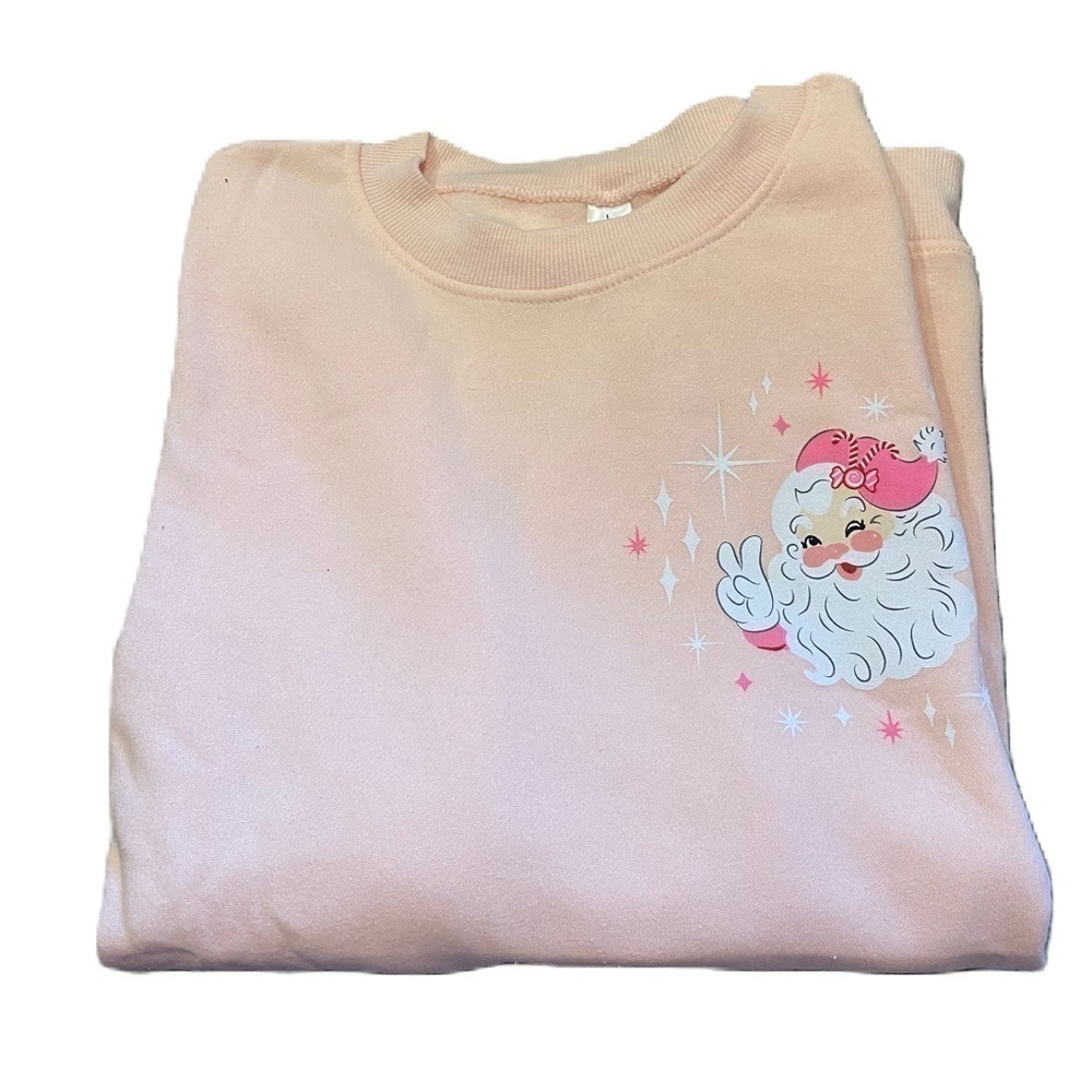 Santa Pink Sweatshirt Kitschy Vintage Inspired NEW Medium Large XL Women’s
